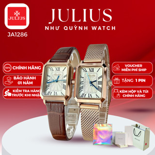  Đồng hồ nữ Julius Hàn Quốc Ja-1286 size mặt 2,1cmx2,5cm dây da  Nâu    dây thép  Đồng  