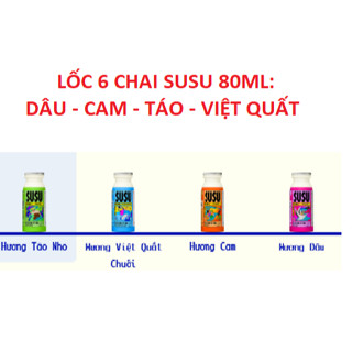 Lốc 6 chai chai Sữa chua uống SuSu IQ 80ml - Việt quất chuối/ Socola Lúa mạch/Dâu/Cam/Táo nho