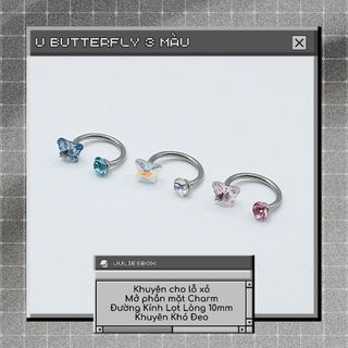   1 Chiếc   XỎ  Khuyên Tai Chữ U Butterfly 3 Màu Đá Màu Bạc Nhiều Size Thép Không Gỉ Không Ngứa juliesbox bông tai 