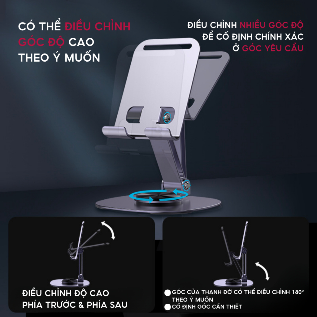 Giá kệ đỡ điện thoại cao cấp xoay 360 độ để bàn xem phim livestream gấp gọn cho điện thoại máy tính bảng | BigBuy360 - bigbuy360.vn