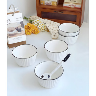 Chén Sứ Sọc Nổi Viền Đen – Bát Ăn Cơm Đẹp, Tối Giản. BA-C