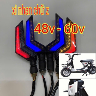 Cặp đèn xi nhan chữ z mẫu mới điện 48-60v cho xe điện 133 và cap A zin và độ 5 bình,đèn hiệu ứng audi lead đuổi loại đẹp