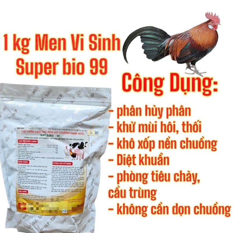 [1kg men super bio - 99] men vi sinh rắc chuồng, đệm lót sinh học  - hàng chính hãng