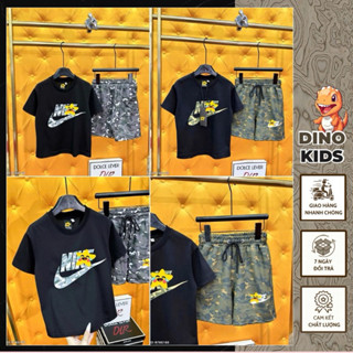 Bộ Cộc Nam Nai Kì In Logo Siêu Đẹp - Bộ Hè Bé Trai Nai Kì Quần Rằn Ri Hàng Cao Cấp