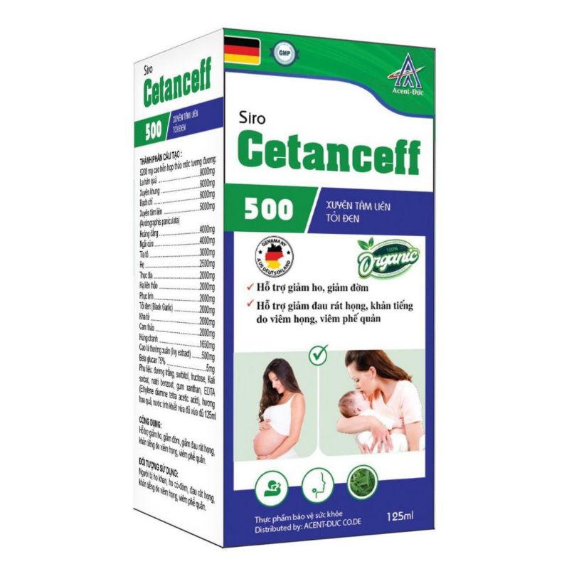 Siro Ho Cetanceff Acent Đức Chai 125ml Hỗ Trợ Giảm Ho Giảm Đờm Giảm Đau Rát Họng Khan Tiếng