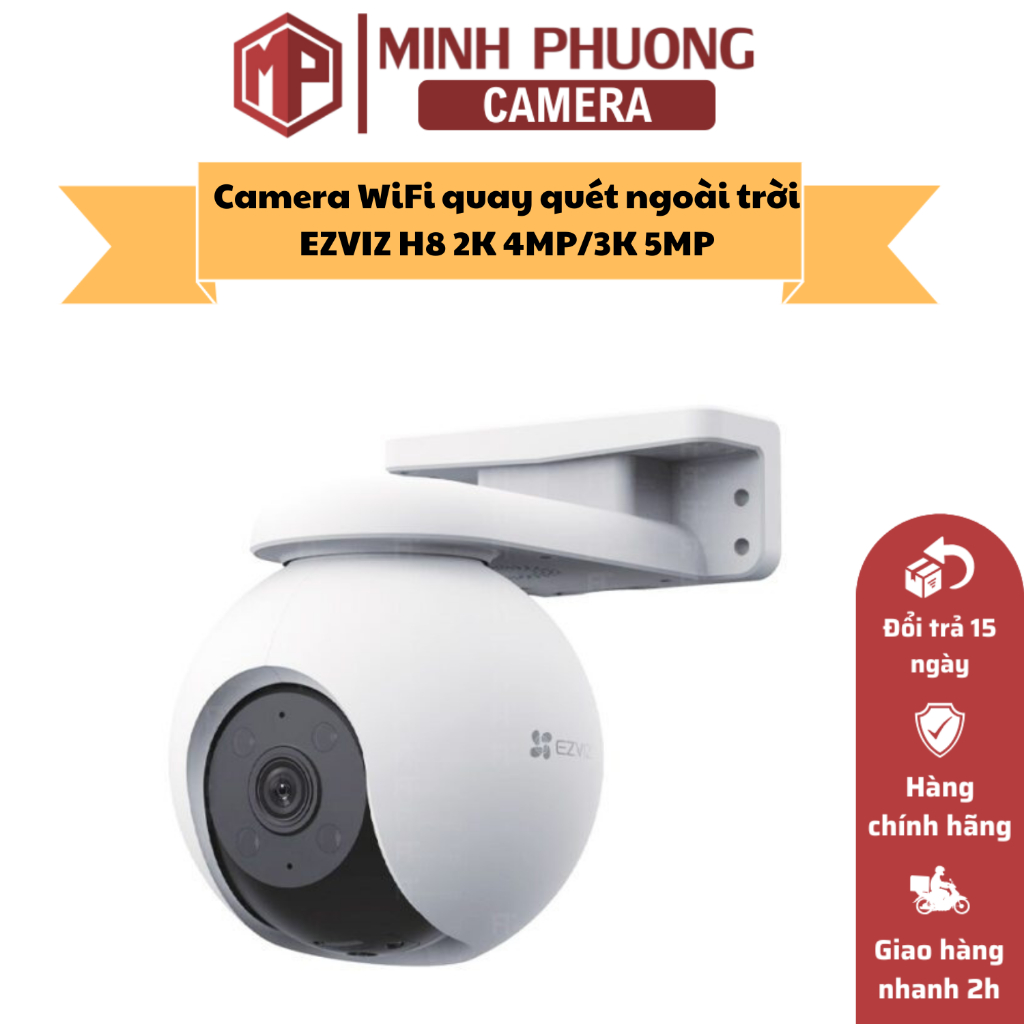 Camera WiFi quay quét ngoài trời EZVIZ H8 2K 4MP/3K 5MP, bảo hành hãng 24 tháng