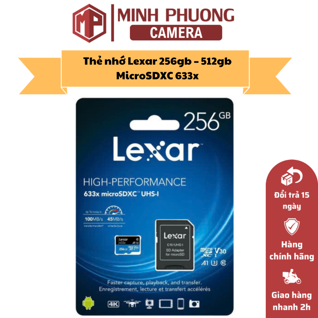 Thẻ nhớ Lexar 256gb – 512gb MicroSDXC 633x, bảo hành hãng 5 năm