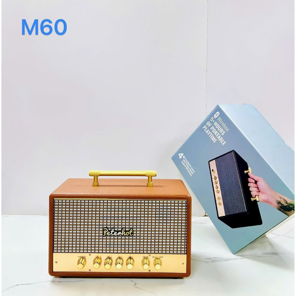 Loa Bluetooth Peterhot M60 Âm Thanh Siêu Đỉnh. Thiết Kế Sang Trọng, Pin Trâu. Loa Bluetooth M60 Blue