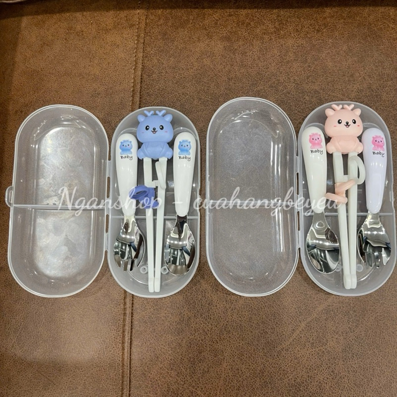 Set Đũa Thìa Dĩa Cho Bé Ăn Dặm (Hộp to)