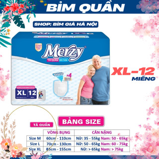 (+3 miếng) Bỉm Quần già Merzy M16 L14 XL12 và M32 L28 L24 miếng (Combo) #bỉm merzy #tã merzy #quần già merzy #merzy