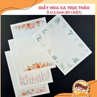 (PHIÊN BẢN MỚI NHẤT) Set 20 mẫu giấy SẮC HOA Cánh Diều - SuMo - Xa Trục Thảo cỡ A4 ô li 3.5mm (in 1 mặt)