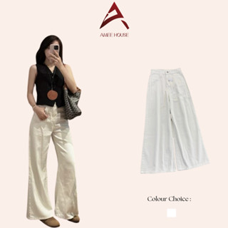 Quần jeans TRẮNG ỐNG LOE form rộng dài chùm phủ chân ameehouse