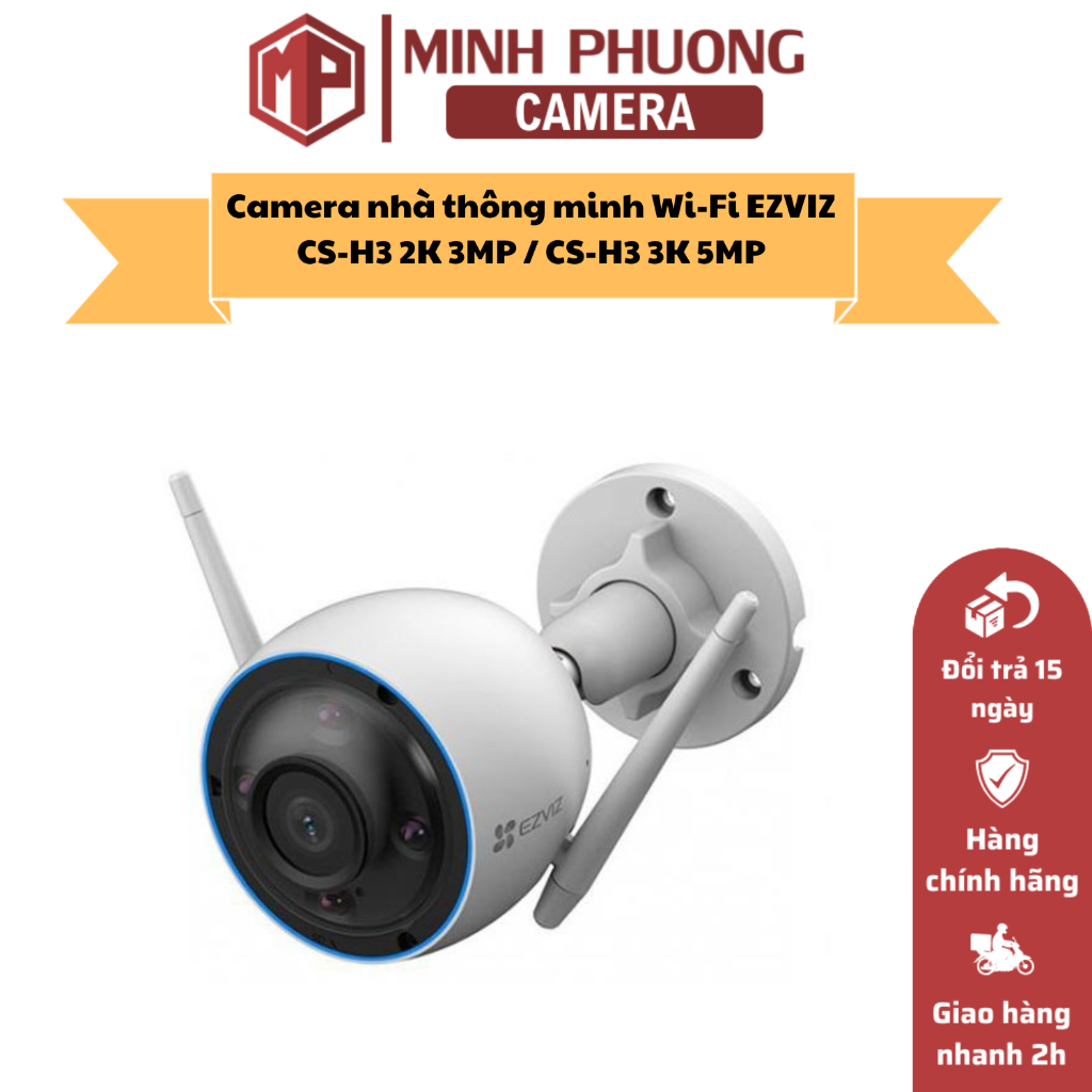 Camera nhà thông minh Wi-Fi EZVIZ CS-H3 2K 3MP / CS-H3 3K 5MP, bảo hành hãng 24 tháng