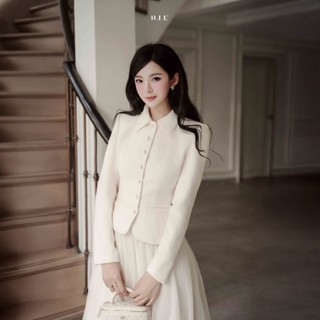 Gila Blazer | Áo khoác nữ thiết kế dài tay cao cấp H.I.U Fashion | vải dạ tweed ánh nhũ style tiểu thư HIU design