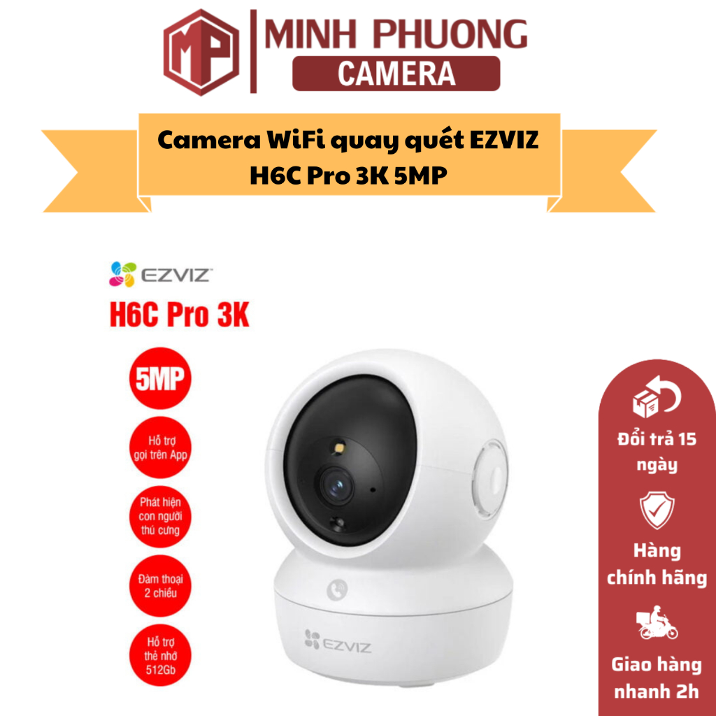 Camera WiFi quay quét EZVIZ H6C Pro 3K 5MP, bảo hành hãng 24 tháng