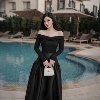 Gina Top | Áo len nữ ánh nhũ trễ vai sang trọng H.I.U Fashion | cách điệu thiết kế trendy dáng ôm body HIU design