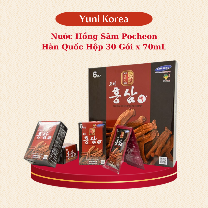 Nước Hồng Sâm Pocheon Daedong Ginseng Hàn Quốc Hộp 30 Gói * 70ml