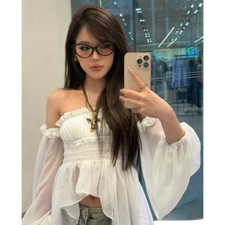  Áo trễ vai Tay bồng nhúm bèo Tiểu thư điệu đà - QuynhTrangBasic 