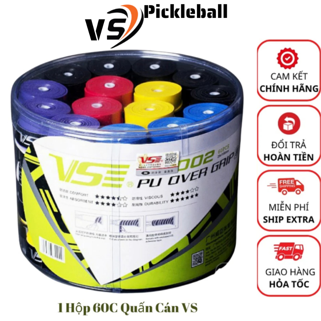[Hộp 60 chiếc VS] quấn cán VS tennis, cuốn cán cầu lông, quấn cán chính hãng VS VG002 loại vân cá