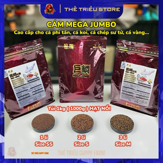  Cám Mega Jumbo "Hạt nổi size 1li & 2li & 3li" Túi 1kg. Thức ăn cao cấp chuyên dụng cho cá Phi tần cá chép cá vàng. 
