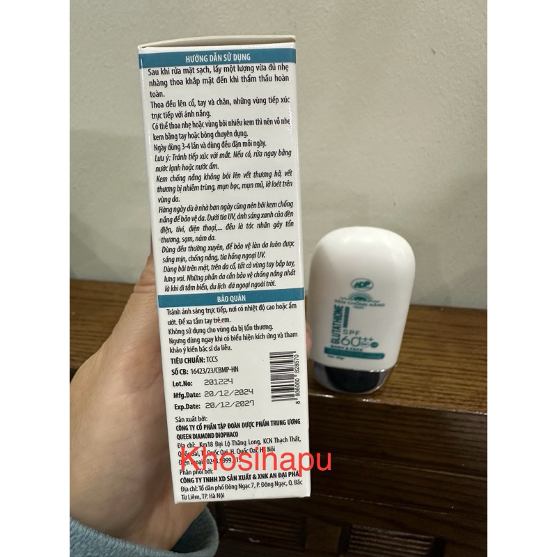 Kem chống nắng NMN Glutathione Elastin White chống lại các tác hại với da giúp trắng khỏe giảm nám, dưỡng ẩm, trắng da