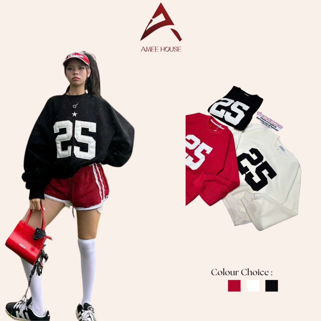 (COLLECTION TẾT) Ameehouse- Áo sweater 25 TWENTY FIVE form rộng Boxy Top nam nữ​