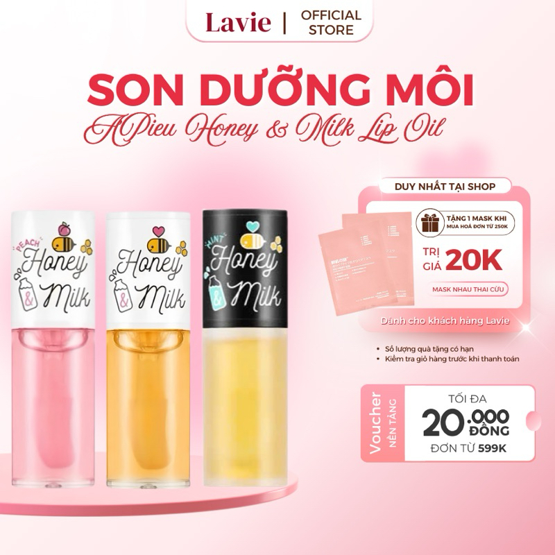 Son dưỡng môi A'Pieu Honey & Milk Lip Oil 5g chiết xuất từ mật ong và sữa giúp dưỡng ẩm môi sâu