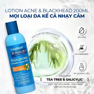 Toner Compliment No Problem Dưỡng Ẩm - Nước Hoa Hồng Lotion Cho Da Dầu Mụn 200ml