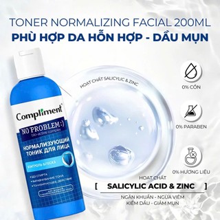 Toner Compliment No Problem Dưỡng Ẩm - Nước Hoa Hồng Lotion Cho Da Dầu Mụn 200ml