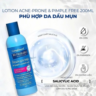 Toner Compliment No Problem Dưỡng Ẩm - Nước Hoa Hồng Lotion Cho Da Dầu Mụn 200ml