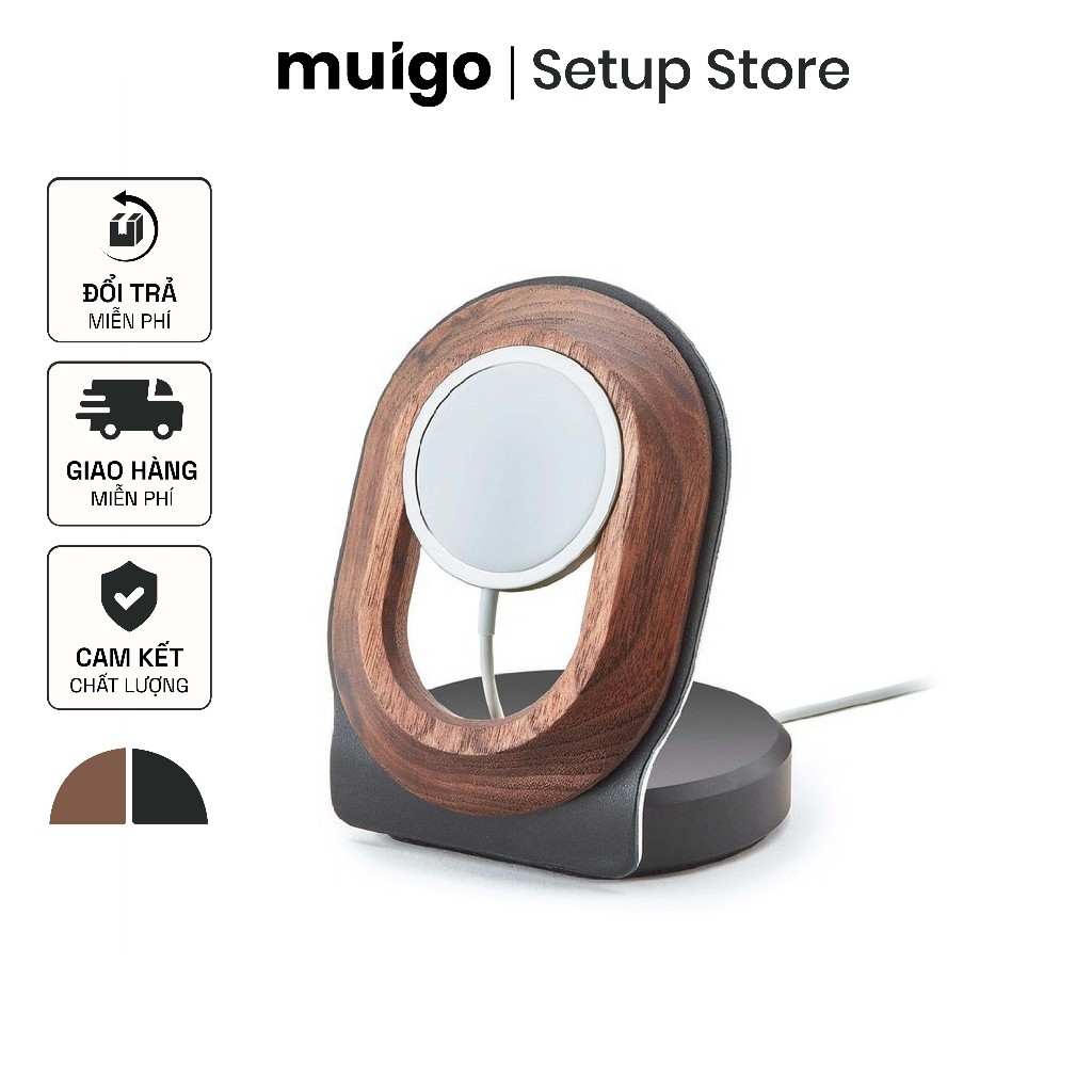 Dock sạc không dây gỗ óc chó | Muigo Dock 1