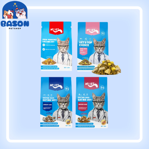 [Mr.Vet] Hạt Mr.Vet - Thức ăn hạt dành cho mèo mọi loại tuổi - Túi 1KG