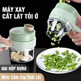 Máy Xay Cắt Lát Tỏi Ớt Rau Củ Thực Phẩm Đa Năng Mini Cầm Tay Thái Lát Cao Cấp, Máy Thái Hành Tỏi