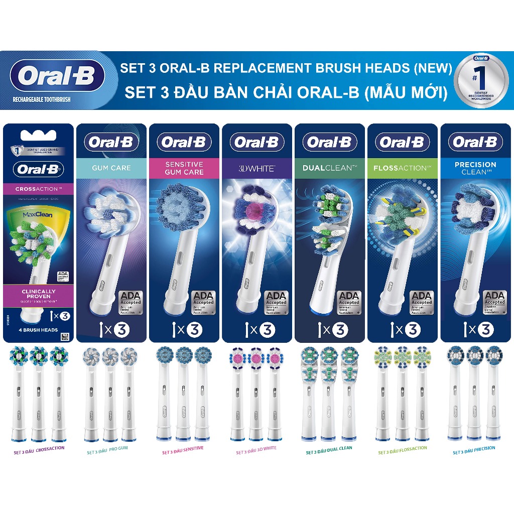 Đầu Bàn Chải Điện Oral-B Braun - Đủ Loại Đầu Thay Thế Bàn Chải Oral B