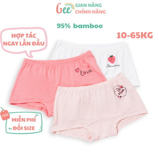 Quần chip đùi bé gái Gee, set 3 quần lót cho bé gái, sx tại VN 10-65kg, vải sợi tre, sợi sồi mềm mịn, thấm hút, co giãn