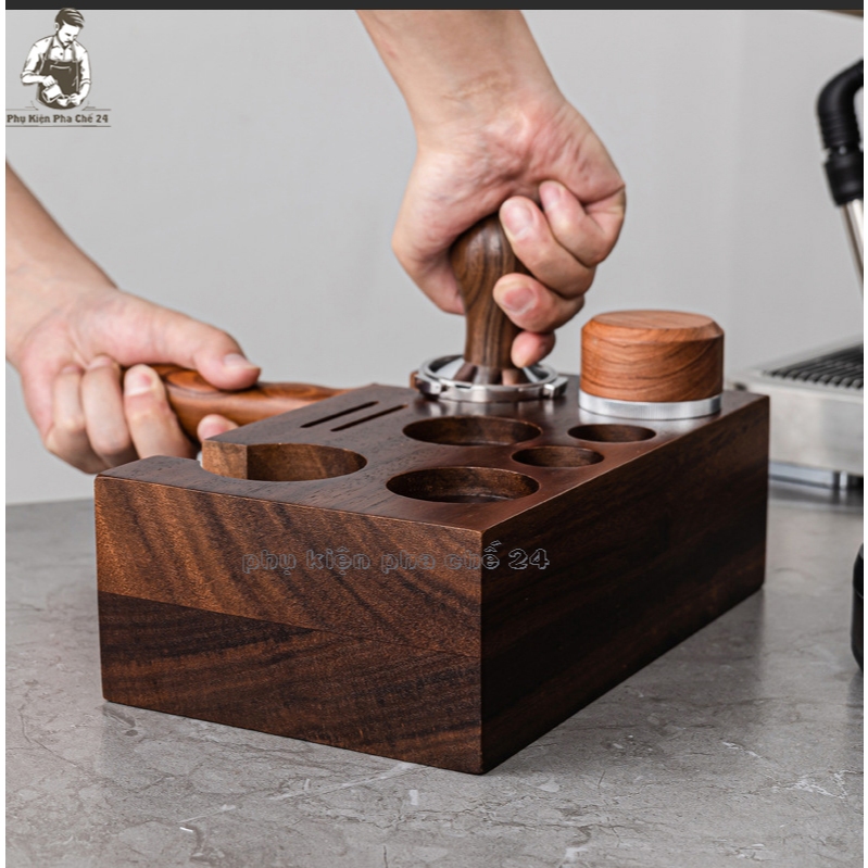 Tamper Base Gỗ Óc Chó - Kệ Gỗ Lót Temper