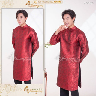 Áo dài cách tân Nam gấm Tafta vân hoa Chaang may sẵn ADC860 áo dài truyền thống xanh đỏ dự tiệc cưới lễ Tết đẹp