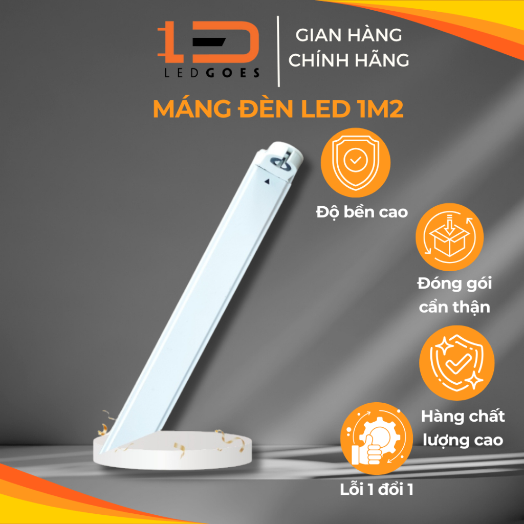 Máng Đèn LED 60cm/1m2 LEDGOES Siêu Mỏng Cho Bóng Tuýp LED T8 60cm/1m2