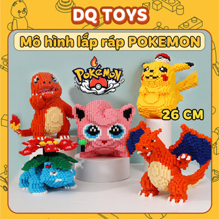 Mô hình đồ chơi Lắp Ráp Cỡ Lớn Rồng Lửa Charizard Charmander Pokemon Pikachu 35cm trang trí decor quà tặng DQ TOYS