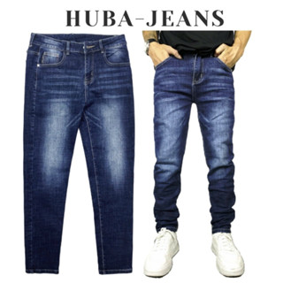 Quần jean nam HUBA-JEANS co giãn xanh ĐẬM trơn Menswear Pants Có Túi quần purple khôngrách
