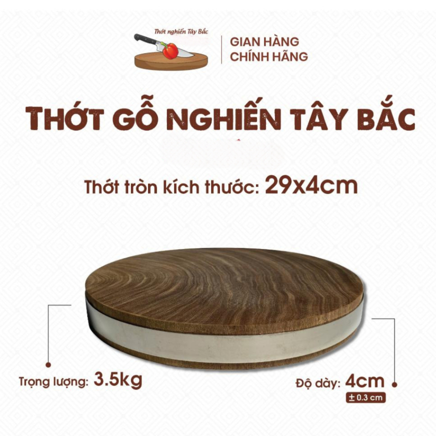 Thớt Gỗ Nghiến Đá 24 - 29cm