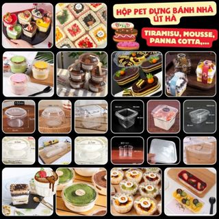 50 Hộp nhựa pet trong vuông, tròn, oval, tam giác, trái tim đựng bánh lạnh, tart, tiramisu, mouse, salad, trái cây đẹp