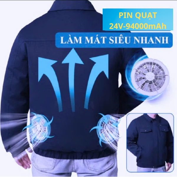 Áo điều hòa Nhật Bản pin 24V dung lượng 94000 mAh, Áo điều hòa Japan Akita MLS bảo hành chính hãng