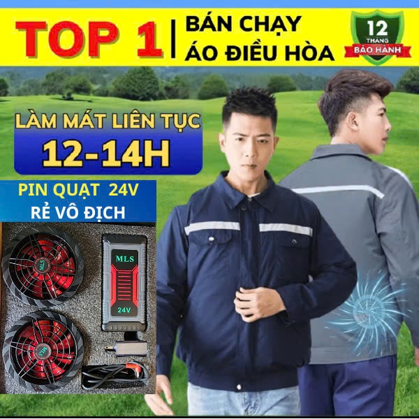Áo điều hòa Nhật Bản pin trâu 2 quạt cao cấp mạnh mẽ, Áo điều hòa 2 quạt chính hãng Akita MLS