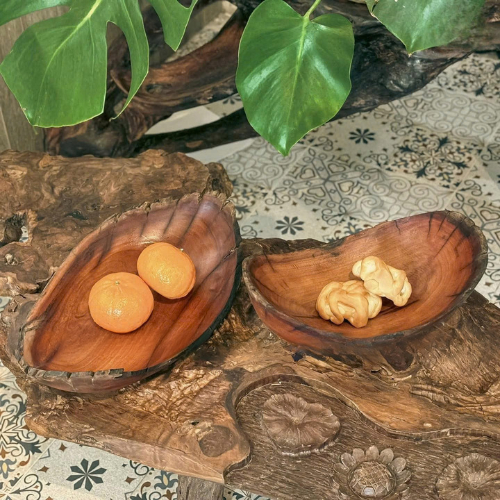 Khay Đĩa Dáng Thuyền Gỗ Lũa Tự Nhiên Đựng Hoa Quả - Xưởng Mộc Maido