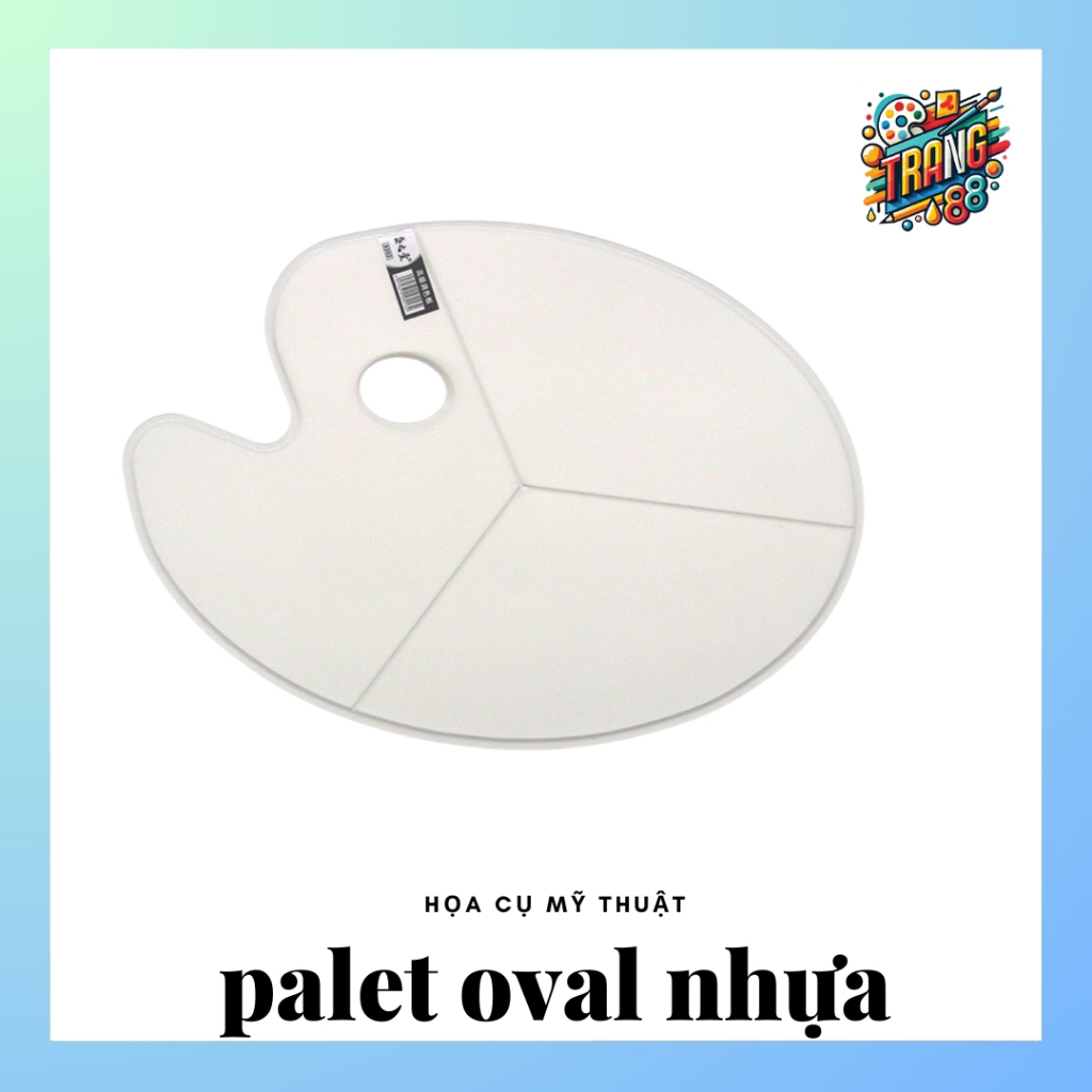 hoaphamtrang88 Palet Khay Pha Màu Nhựa Phẳng Hình Oval | Dụng Cụ Pha Màu Tiện Lợi, Dễ Dàng Vệ Sinh