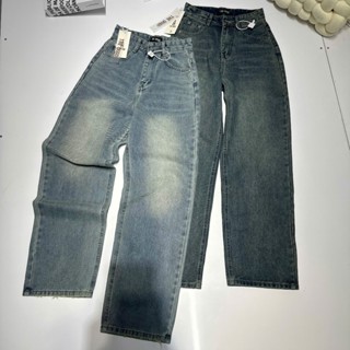 THE QUẠO - Quần Jean Nữ Lưng Cao Ống Suông Rộng Basic chất jean cotton R0512_571