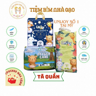 (Tặng quà) Bỉm Unijoy Skin Care/Oxygen/Sweet Dreams thương hiệu Mỹ (Ngày/Đêm) Đủ Size Nb64/S62/M56 I Tiệm Bỉm Nhà Gạo