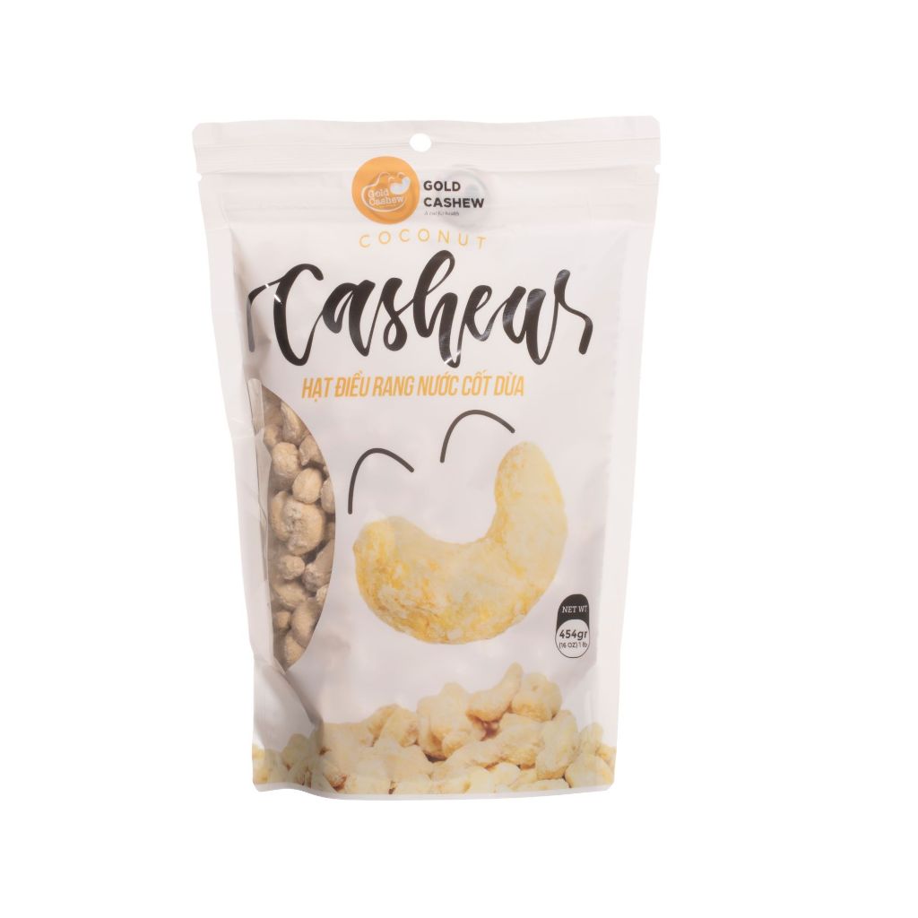 Hạt Điều Rang Nước Cốt Dừa Hàng Cao Cấp Xuất Khẩu Túi Zip 454gr