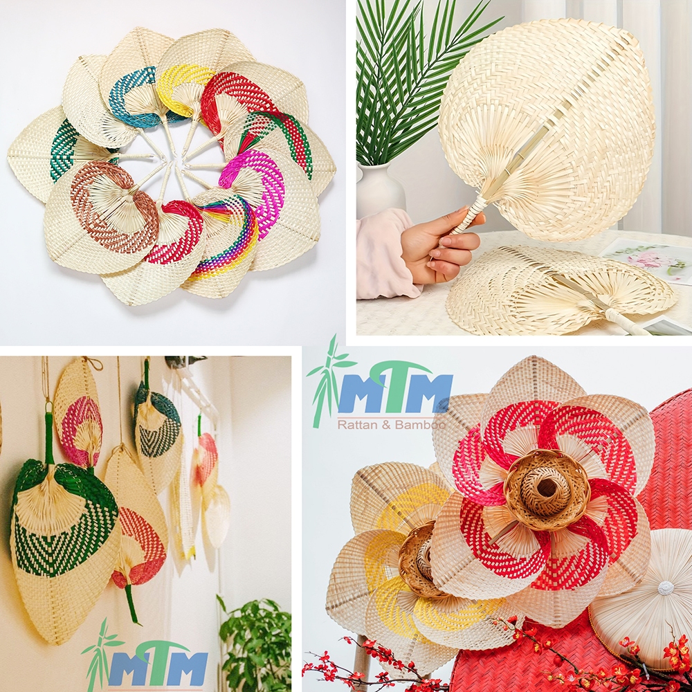  Quạt tre lá  hình tim  trang trí decor tường 